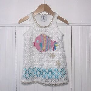 MUDPIE VGUC Most Adorable Ever Crocheted Whimsical Fish Dress